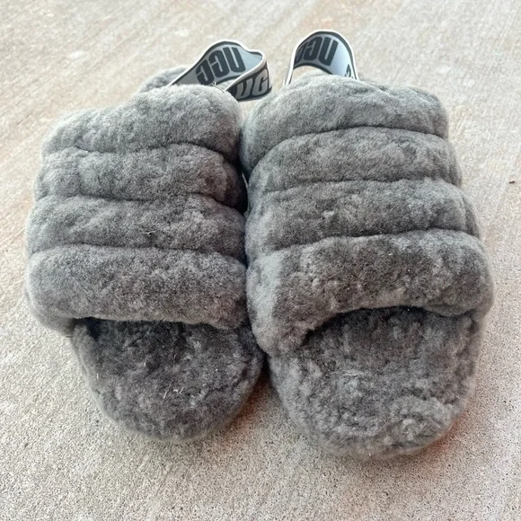 UGG Australia Fluff Yeah Women's Slide Slipper, Size 8 - Charcoal - Picture 1 of 11